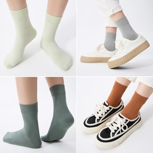 ATBITER Women Thin Cotton Crew Socks,Ankle Bootie Casual Dress Socks 6Pairs - color: 6 Pairs 6mix, size: 5-9