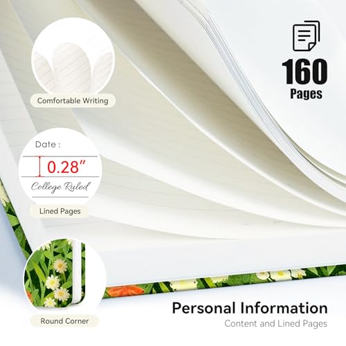 Lined Spiral Journal Notebook for Work A5, 160 Pages, Flower Cat - color: Flower Cat