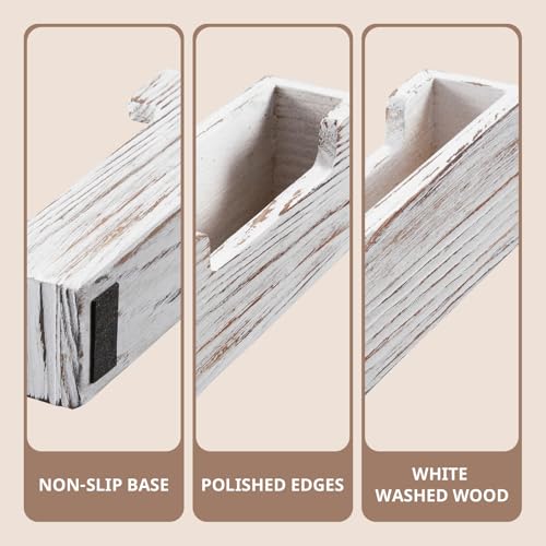 Bivvclaz Business Card Holder Desk, White Washed Wood Business Card Organizer Desktop Business Card Display Stand for Office Tabletop Exhibition, Small Business Essentials - color: White Washed
