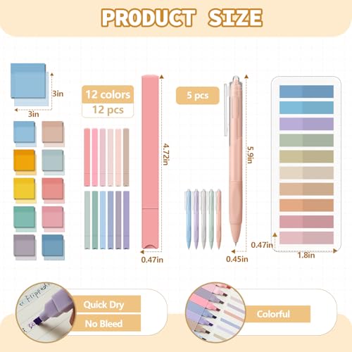 Jutom 39 Pcs Aesthetic Book Annotation Kit,Cream,Cute Style - color: Cream, style: Cute Style