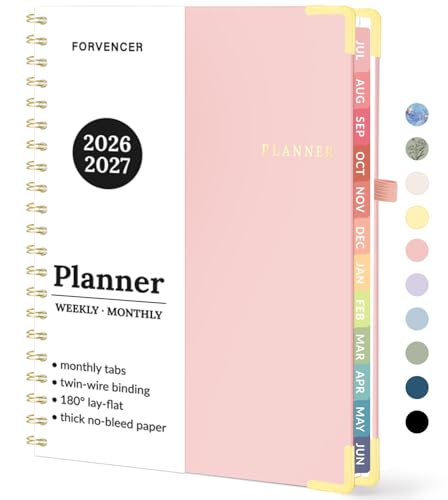 Forvencer Academic Planner 2026-2027, Weekly & Monthly Hardcover Planner A4 - color: Pink, size: 8.5" x 11" (Jul 2026 - Jun 2027)