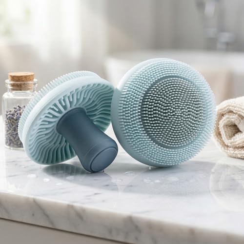 Mushroom Silicone Facial Cleansing Brush, Double-Sided Manual Face Scrubber for Deep Cleansing,Light Gray - color: Light Gray