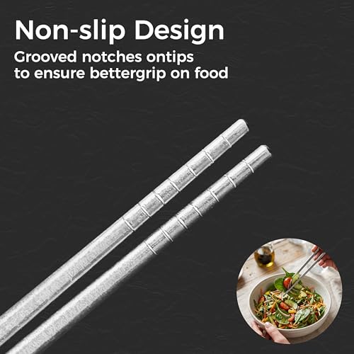 Pure Titanium Chopsticks, Ultralight 14g Metal Chopsticks, Dishwasher Safe, Rust & Corrosion Resistant, Healthy Reusable Utensils for Camping, Travel & Daily Use - color: TKZ2-Y