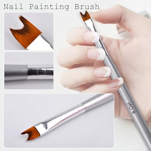 6Pcs Ombre Nail Brush and French Tip Brush, Half Moon Shape French Brush for Nails Acrylic Nail Art Brushes Ombre Nails Painting Pen Brushes French Manicure Brush Nail Tool - color: French Tip&Ombre Brush