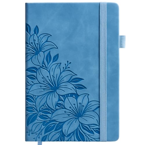Lined Journal Notebook Hardcover Leather Bound 300 Pages A5 Blue Cute Diary - color: Blue, size: A5 300 Pages