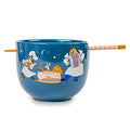 Disney Lady And The Tramp Serenade Ceramic Ramen Dinnerware Set | Includes 20-Ounce Noodle Bowl and Wooden Chopsticks - color: Blue