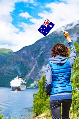 50 Pack Australia Australian Small Mini Hand Held Australia Australian on Stick Flags, Miniature National Country Flags,Party Decorations Supplies for Parades,International Festival - color: Australia
