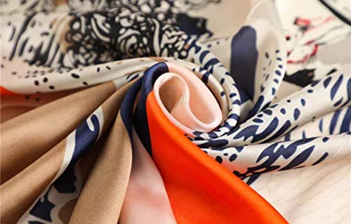 ANDANTINO 100% Mulberry Silk Scarf -Women 35" Square Hair Wraps-Gift Packed - color: Horse