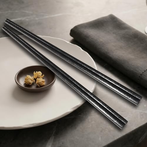 Titanium Chopsticks 2 Pairs 99.8% Pure Titanium Reusable – Lightweight Non-Toxic Utensils with Gift Box & Travel Pouch for Home, Camping, Hiking, Office Lunch (Solid Black) - color: Solid Black