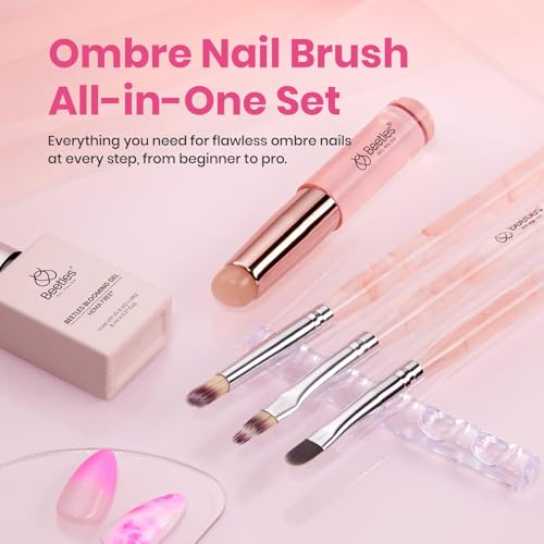 Beetles Blooming Gel Nail Art Brushes Set, Ombre Brush for Gel Polish - color: Marble