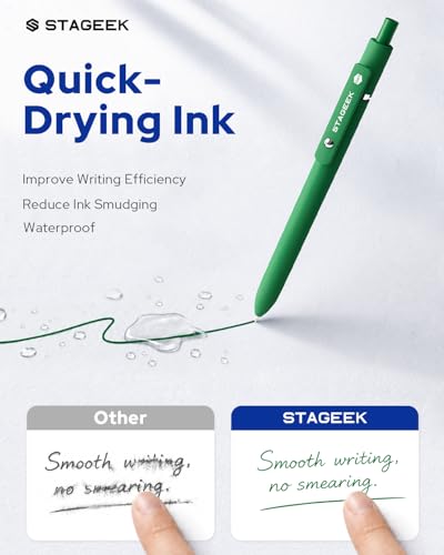 STAGEEK GX3 Colorful & Multi Colored Gel Pens, 8 Pcs with 4 Refills - color: Black Green Blue Red