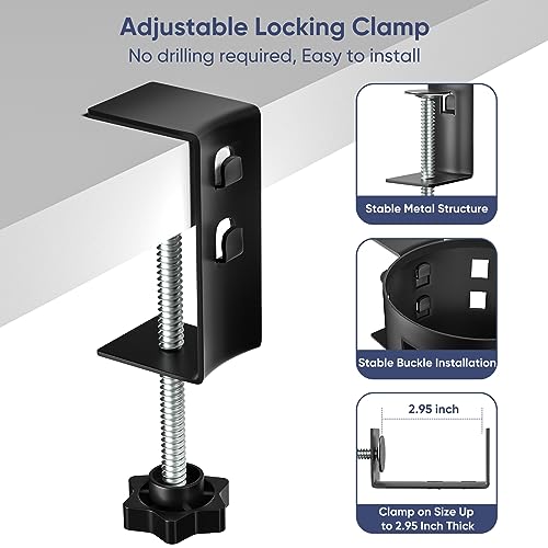 Deeper Anti-Spill Large Desk Cup Holder Clamp,Metal Table Cup Holder(Black) - color: Black, size: 1 Pack, Deeper, 3.95 inch