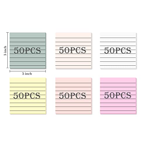 Temiary 6P Transparent Sticky Notes with Lines, Clear See Through Memo Pad - color: Morandi With Lines
