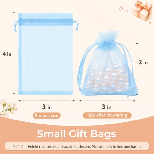 Crweety 50PCS Organza Bags 3x4 Baby Blue Small Gift Bags Mesh Drawstring - color: Baby Blue