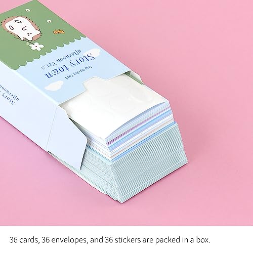 Monolike Day-by-day Card, Story town afternoon Ver.2 - Mix 36 Mini Single cards, 36 envelopes, 36 stickers Package - color: Story town afternoon Ver.2