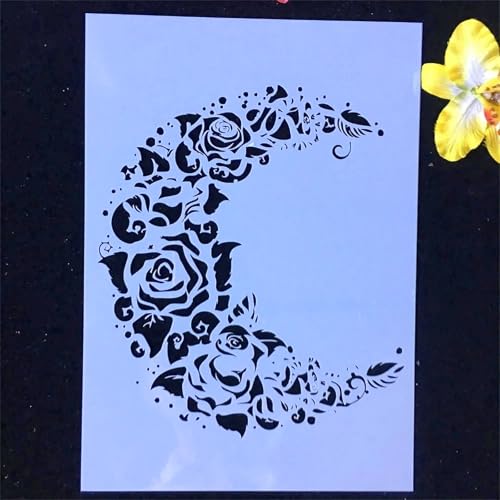 TIAMECH A4 Reusable Moon Flower Stencil for Painting - style: Moon Flower