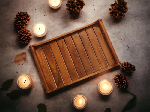 Vesta Homes Set of 2 Romper Teak Wood Rectangular Serving Tray for Home/Kitchen/Restaurant/Office Organizer/Dining Table|Premium Wooden Trays| 18 X 12 ; 15 x 10 inches | Handcrafted in India - size: 18" x 12"; 15" x 10"