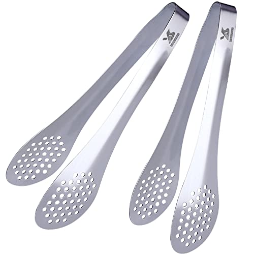 MSY BIGSUNNY 7inch Food Serving Tongs Stainless Steel Buffet Tongs (silver, 2pack) - color: silver 7" Serving Tongs