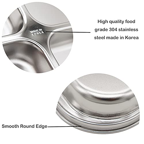Korean Stainless Steel Divided Plates for Toddlers & Kids, Non-Toxic, 2PK - size: 4 Compartments