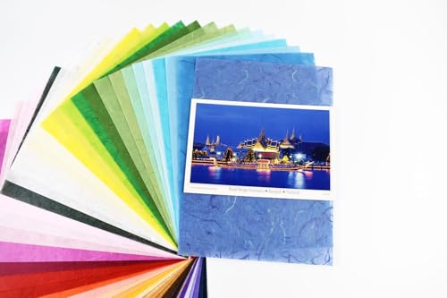 A5 Size 40 Mulberry Paper Japanese Handmade Assortment – Multicolor Origami & Craft Pack – Quality Fiber Sheets for Origami, Paper Art, Crafts & DIY Projects (A5 Size / 5.83 × 8.27 in) - color: A5 Size