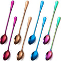 8 Pcs Long Handle Tea Spoon, Stainless Steel Mixing Spoon, Popular Style - style: Popular Style