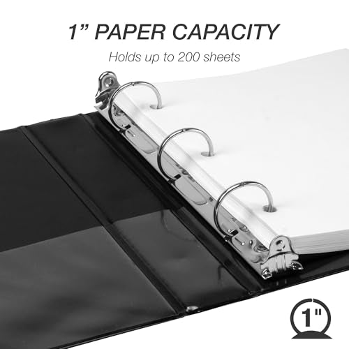 Samsill Durable1 Inch Mini 3 Ring Binder, Round Ring Binder, Holds 5.5 x 8.5 Inch Documents, Customizable Cover, 1" View, Single, Black - color: Black, size: 1" View, style: Single