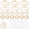 48Pcs Bridesmaid Pearl Hair Clips Scrunchie Gift Set for Women - color: White, size: Pearl