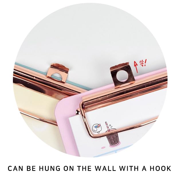 Aesthetic Mini Clipboard with Tear-Off Memo Pad, 7.1 x 3.94, Rose Gold Clip
