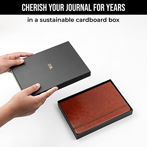 Lined Journal Notebook for writing + Free Pen! Ruled 200 pages, 120gsm Thick Paper with Sticky Notes,pen loop, elastic band, leather hard cover | Scribbles That Matter A5 journals, (5.75 x 8.2) - color: Chestnut