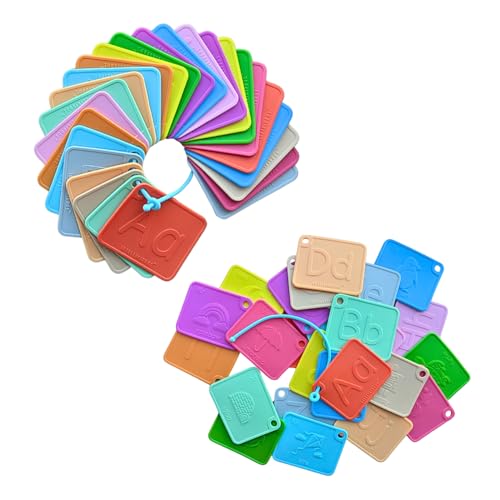 SiliABCs Alphabet Flash Cards, Non-Toxic Silicone Alphabet Flash Cards for Toddlers 1-3, Montessori Toddler Preschool Alphabet Learning Activities, Dishwasher Safe Soft Baby ABC Cards