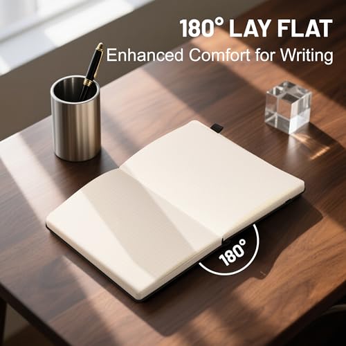 CAGIE Graph Notebook 320 Pages 100 GSM Paper Graphing Grid Journal A5 Hardcover Leather Quad Ruled Notebooks for Engineering, Math, Work, Black - color: Black, style: Graph A5