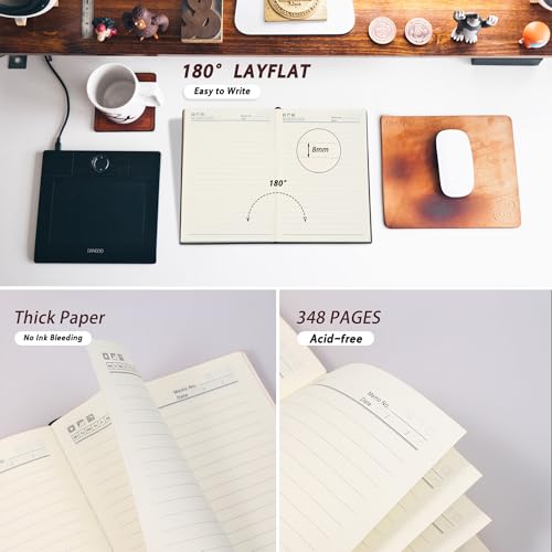 BOBO RABBIT Softcover Lined Notebook 348 Pages Vegan Leather Thick Journal - color: Khaki