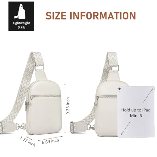 DIOMO Anti Theft Small Sling Bag for Women Cross Body Bag Trendy, RFID Fanny Packs Vegan Leather for Women Travel Belt Purse - color: 1-Beige Silver Zipper