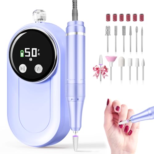 Electric Nail Drill 50000RPM, Professional Nail File Machine - color: Pale Lavender