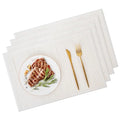 Bamboo Placemats Set of 4 with Fabric Border, Table Mats, White - color: White, size: Set of 4