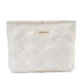 RSRSLEII Quilted Cotton Seashell Makeup Bag, Travel Toiletry Bag, White - color: 01White
