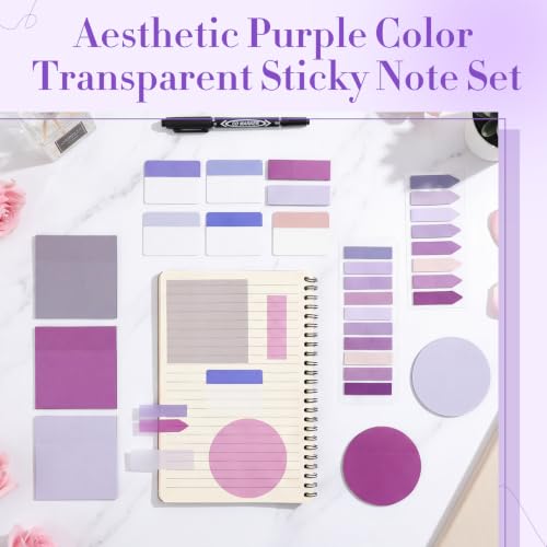 Glenmal Transparent Sticky Note Set, 910 Sheets,Purple - color: Purple