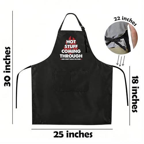 Funny Apron for Men Women,Humorous Kitchen Apron- Grilling Cooking BBQ Accessories, Gift for Dad Husband - color: Hot Stuff Coming Through