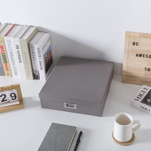 Soul & Lane - Gray Photo Scrapbook Storage Box with Lid, 14.8x13x3.7 In - color: Gray