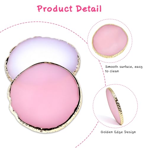 2 Pcs Resin Nail Art Palettes,Nail Polish Palette,Golden Edge Gel Nail Mixing Palette Nail Tray,Makeup Display Board,Nail Design Tools(White and Pink) - color: Pink,white