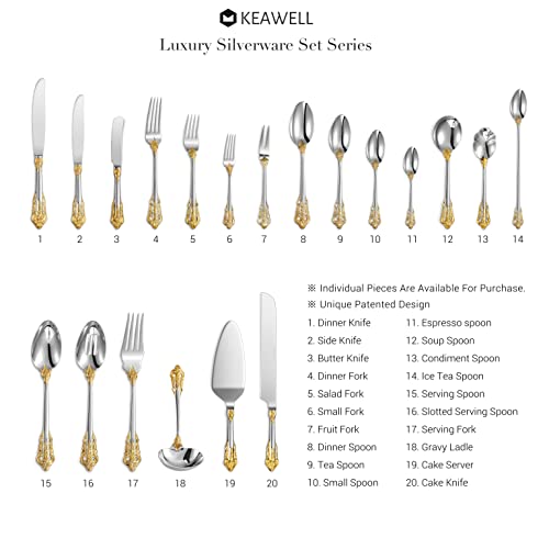 KEAWELL Luxurious 4-Piece 9-Inch Iced Tea Spoon Set (Gold Accent) - color: Gold Accent
