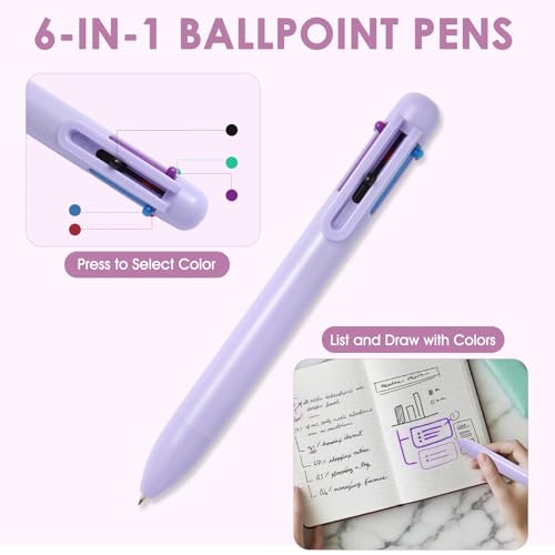 56 PCS Aesthetic School Supplies with Large Pencil Case, 5 Inspirational Ballpoint Pens, 12 Pastel Highlighters, 5 Black Ink Gel Pens, 6 Mechanical Pencils 0.5-0.7mm College Student Essentials(purple) - color: Purple