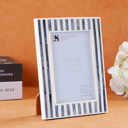Handicrafts Home Handmade Neutral Bone Inlay Grey & White Picture Frame,6x4 - color: KAYALA-SAJE, size: 5X7