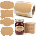SallyFashion Kraft Label Stickers 200 Pack, 3 X 2 inch in 4 Designs - color: Brown