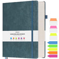 College Ruled Notebook 8.5" x 11", 312 Numbered Pages Lined Leather Journal - color: Grey Blue, size: A4