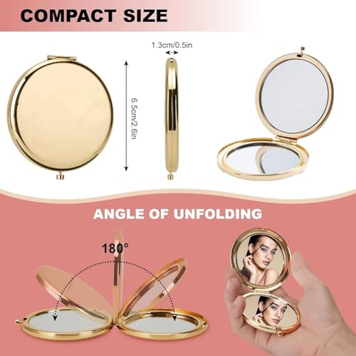 MIHAGUTY Magnifying Compact Mirror for Purses with 2 x 1x Magnification, Folding Mini Pocket Double Sided Travel Makeup Mirror,Perfect for Purse, Pocket Mirror for Gift - color: Gold, size: 0"L x 0"W