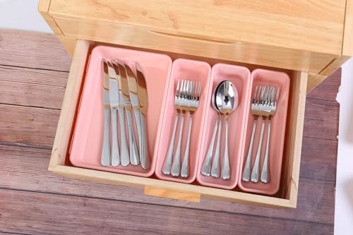 Kutesna 15 PCS Interlocking Desk Drawer Organizer Separator for Office,Bathroom,Kitchen,Makeup（Pink） - color: Pink, size: 15 pieces