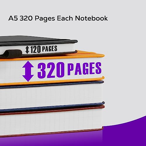 FOCUS DAY Lined Journal Notebook, 320 Pages Leather Hardcover Thick A5 College Ruled Thick Classic with Pen Loop, for Writing Women Men Office Work, 5.7'' X 8.4'', Pearlescent Purple - color: 3.Purple, size: A5