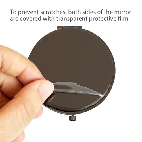 Compact Mirror Round 2.6” Metal Double Sided 1X/2X Engraved Pocket Mirror Gifts for Men (Bk01) - color: Black01