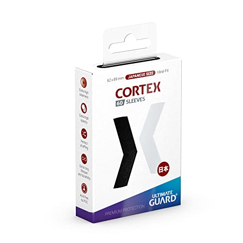 Ultimate Guard Cortex Outer Card Sleeves, 60 Japanese Size TCG Sleeves, 62 x 89mm, Black Back, Glossy Finish, No PVC & Acid-Free, High Clarity - color: Black, size: Japanese Glossy